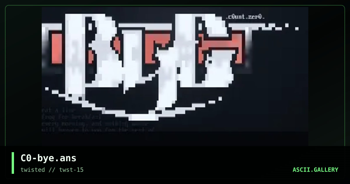 Good bye, by count zero, 1997