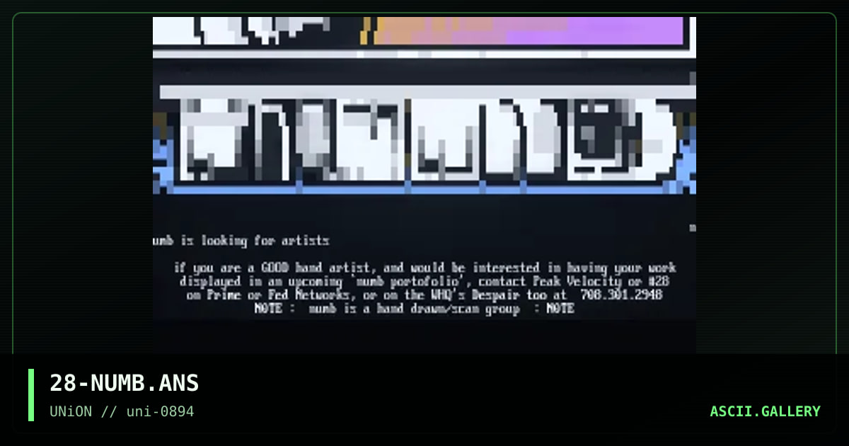 Numb, by number 28, 1994