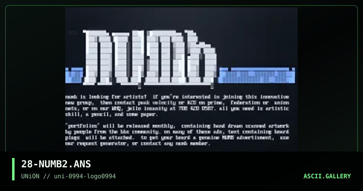 Numb, by number 28, 1994
