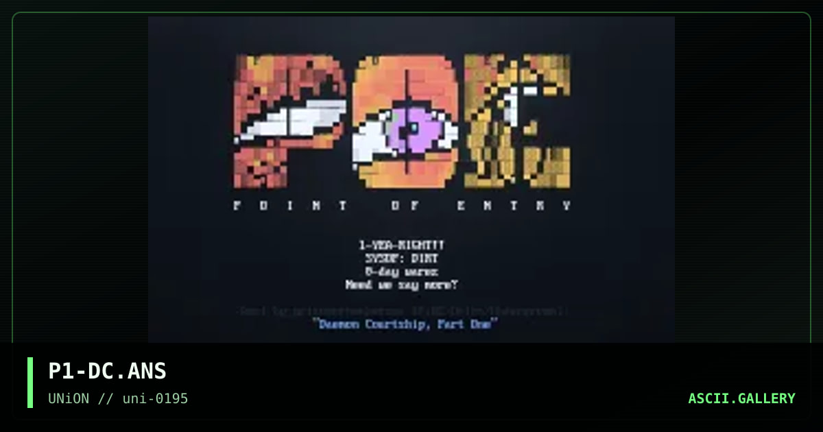 Point of Entry, by prisoner number one, 1995