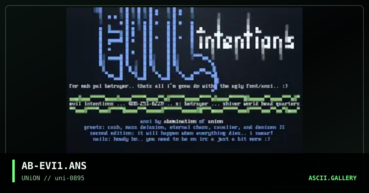 Evil Intentions, by abomination, 1995
