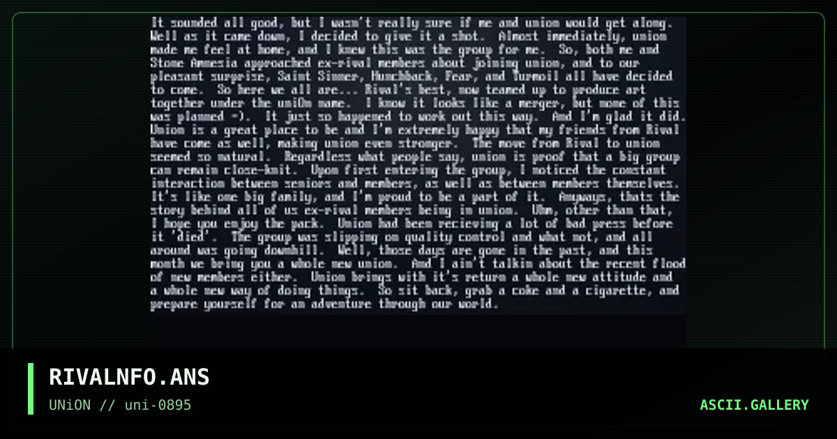 Rival's Decision to End it, by union, 1995