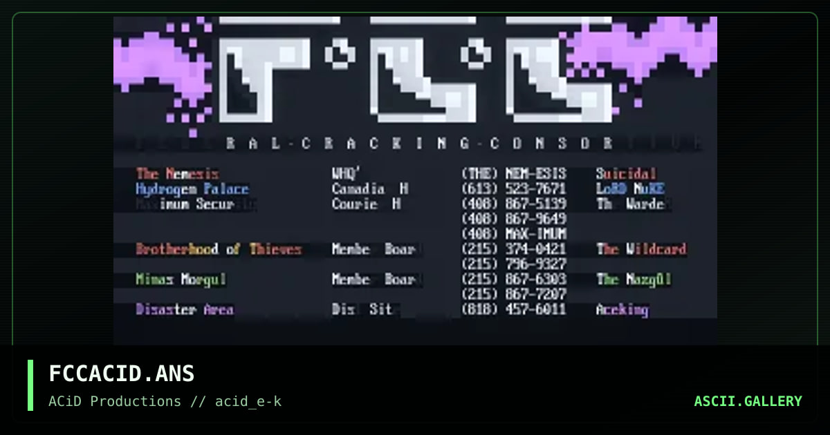 FCCACID.ANS, by jed, 1990