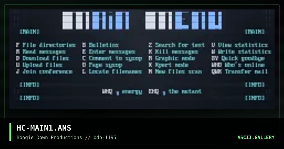 main menu, for anyone who wants it, by hacker, 1995