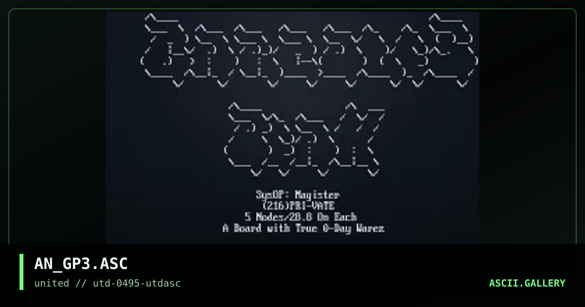 Gargoyle's Peak ASCii, by airborn, 1995