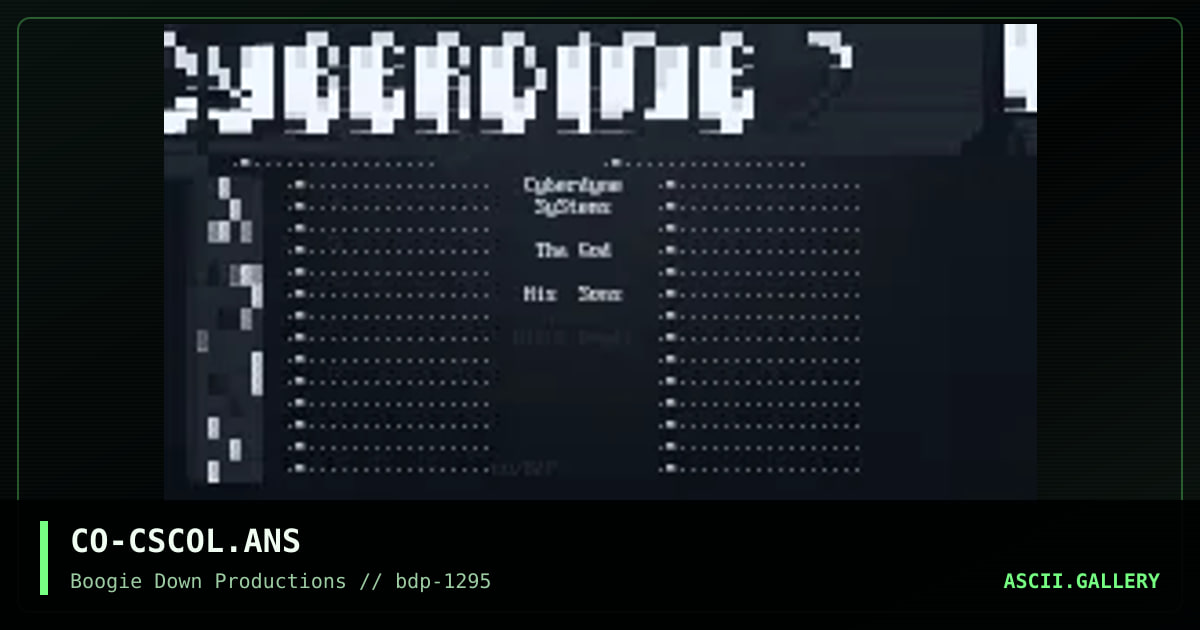 Cyberdyne Systems Menu, by coeffey, 1995