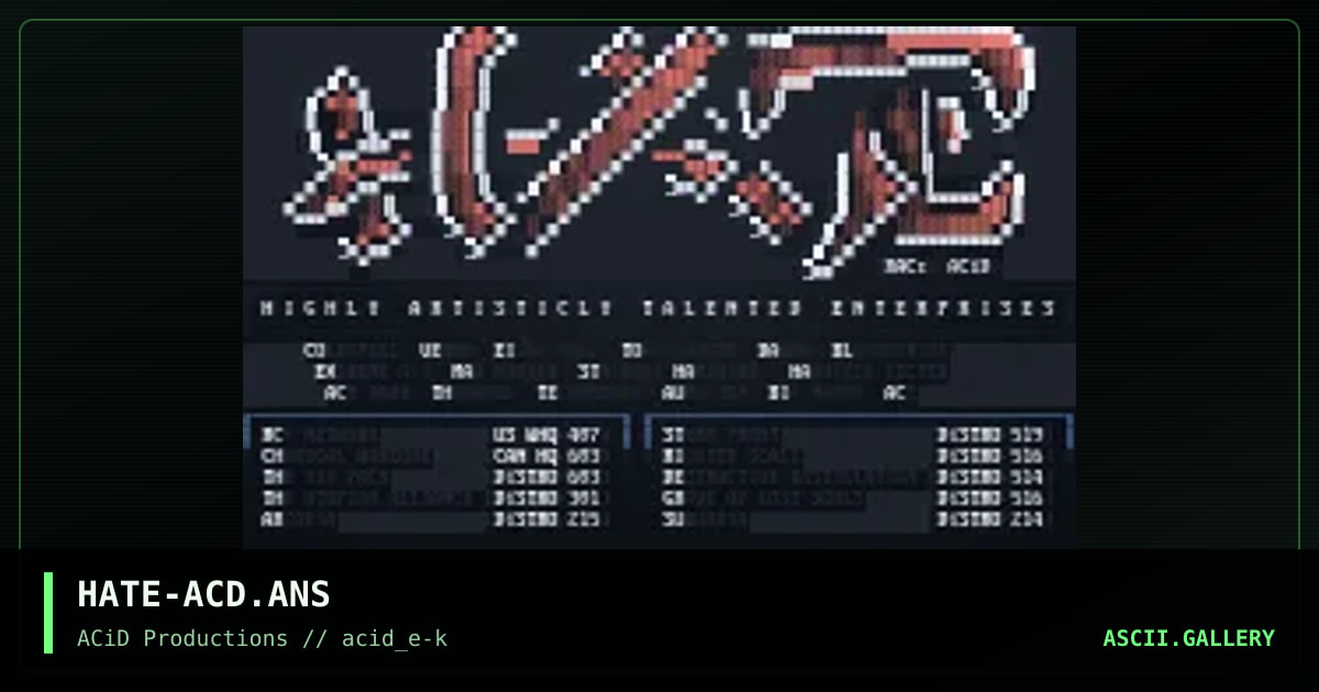 HATE-ACD.ANS, by tracer, 1990