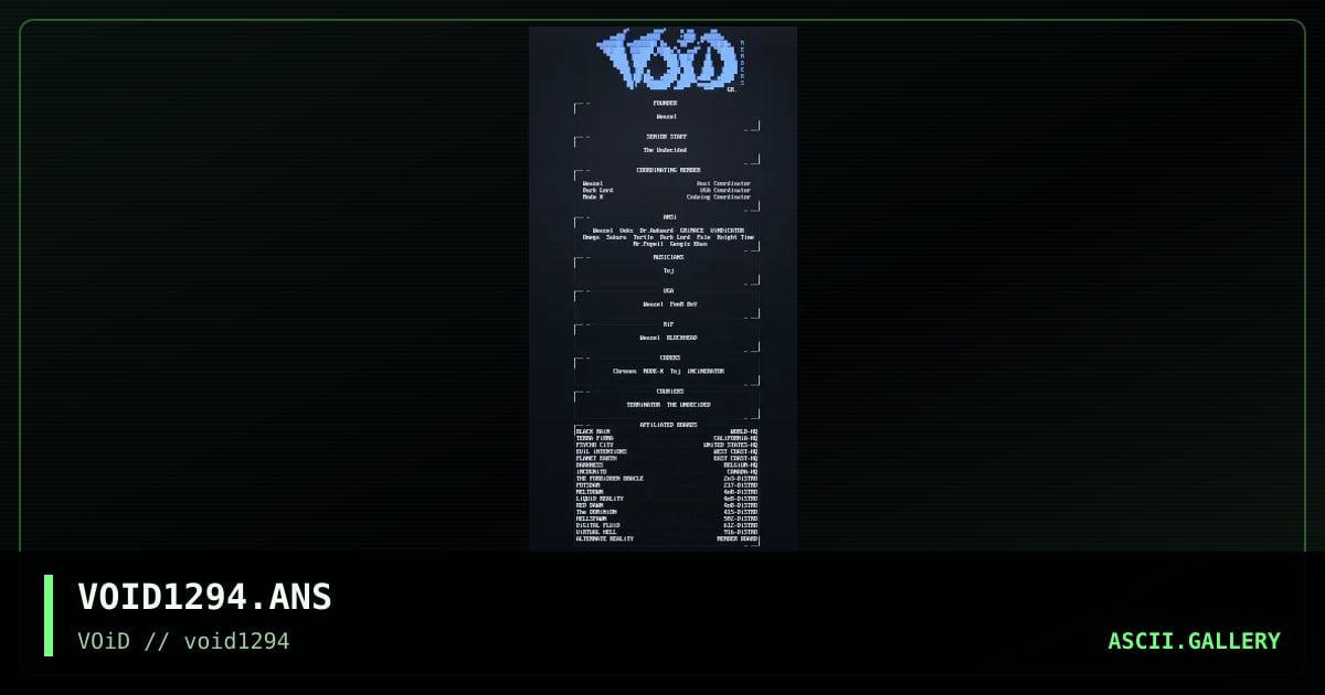VOiD Member Listing, by untagged, 1994