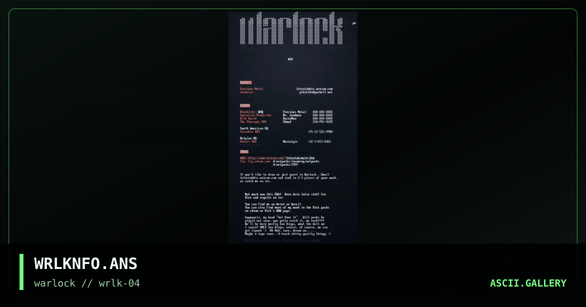 WRLKNFO.ANS, by untagged, 1997