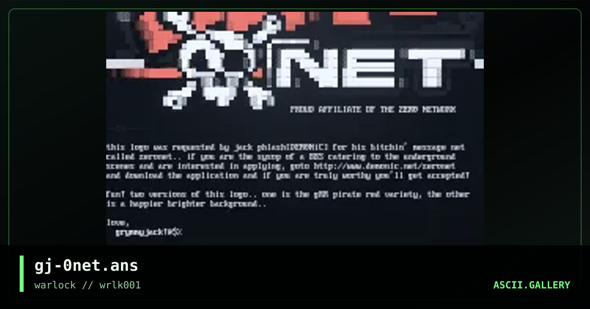zeronet message network - logo #1, by grymmjack, 2001