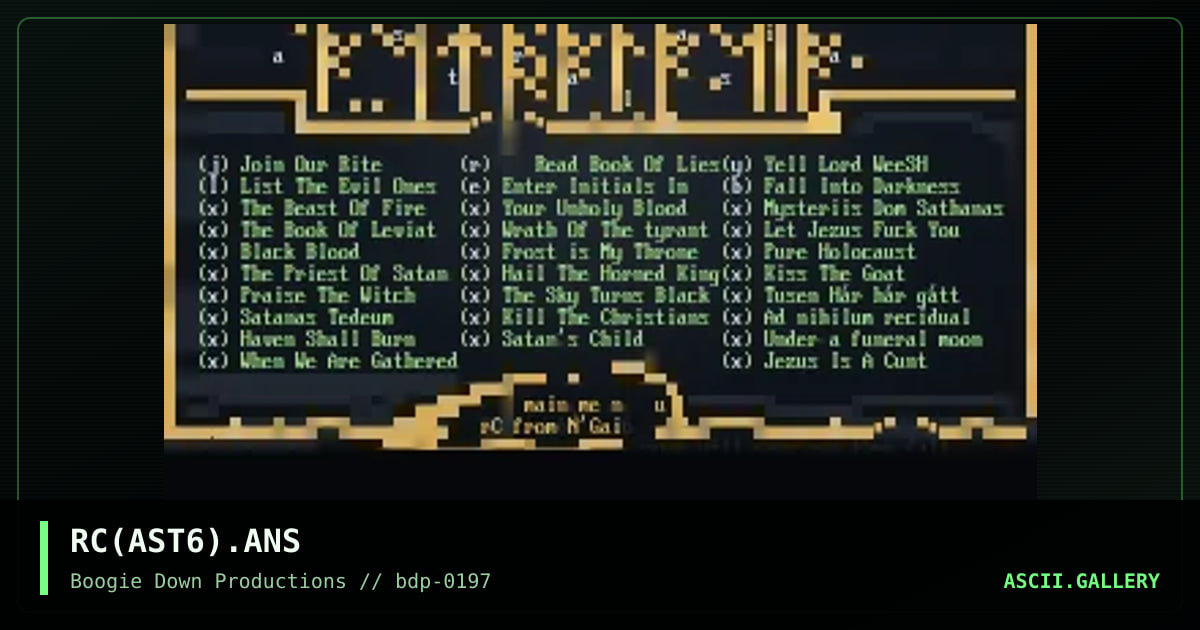 ASîRALAS!A:mainmenu, by rotting christ, 1997