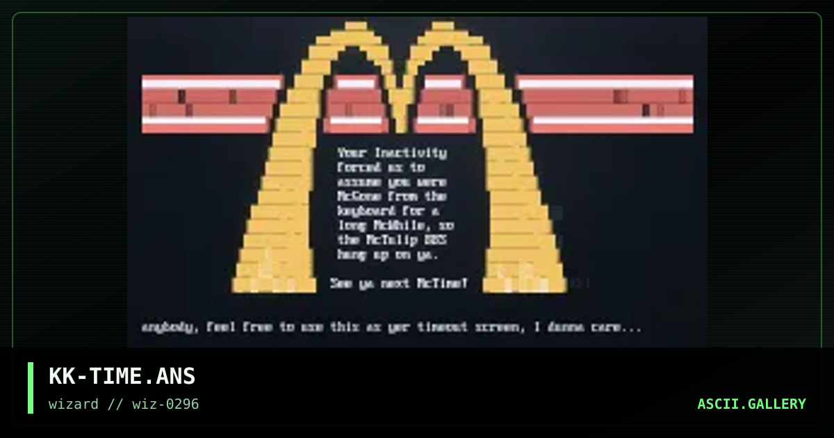 tulip BBS timeout.ans, by klink, 1996