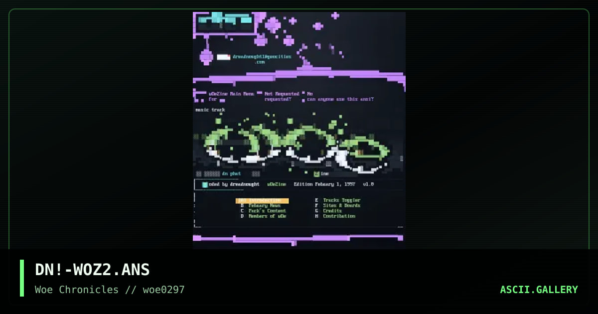 wOeZine Main Menu, by dreadnought, 1997
