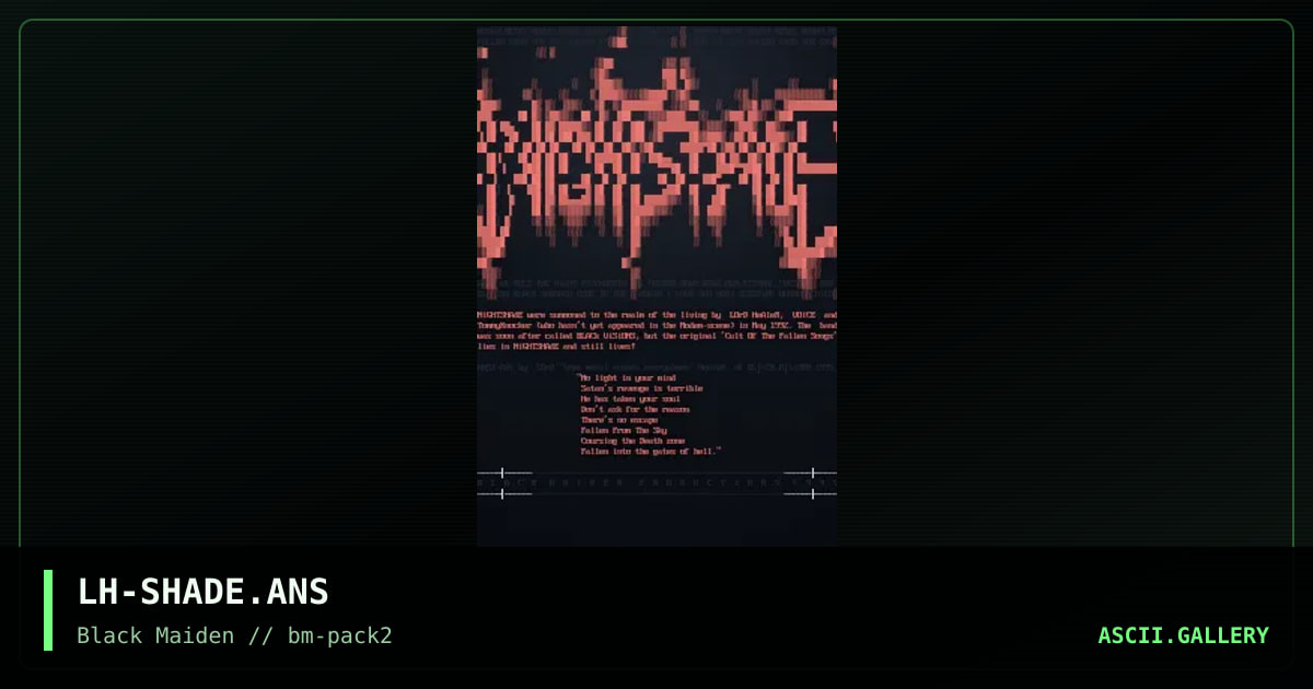 NiGHTSHAdE, by lord healer, 1995