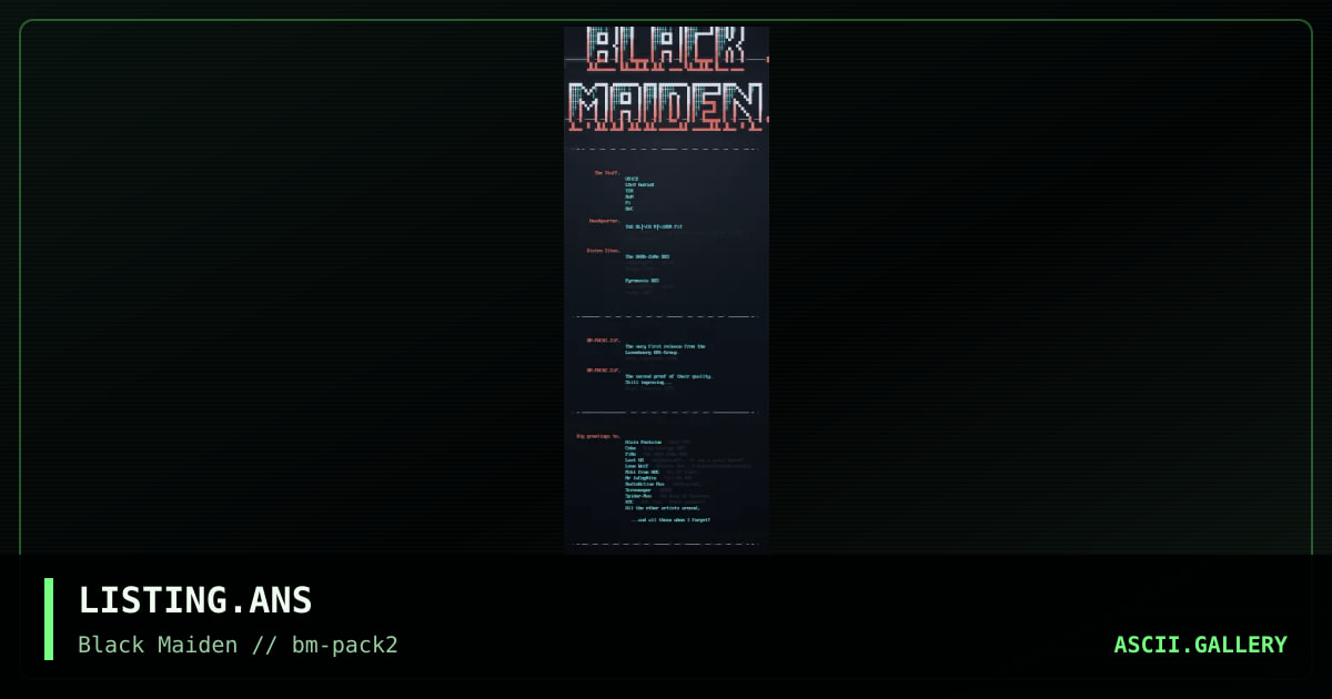February Black Maiden Listing, by voice, 1995