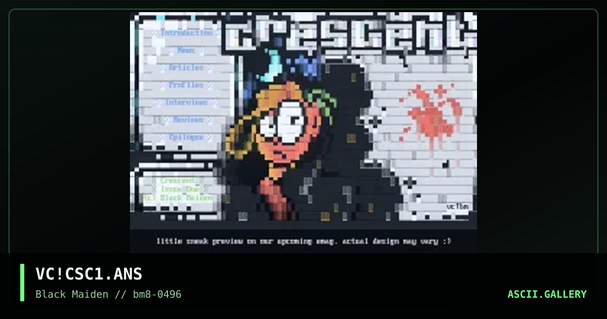 Crescent Main Menu, by voice, 1996