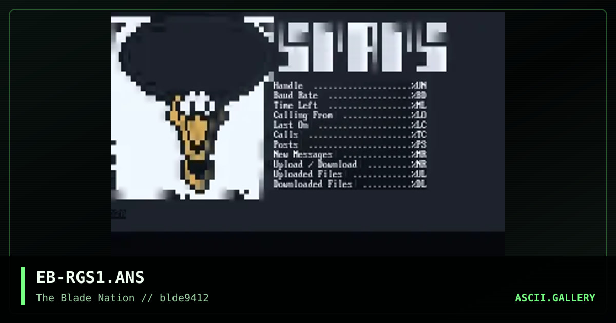 Renegade Stat Screen, by eight ball, 1994