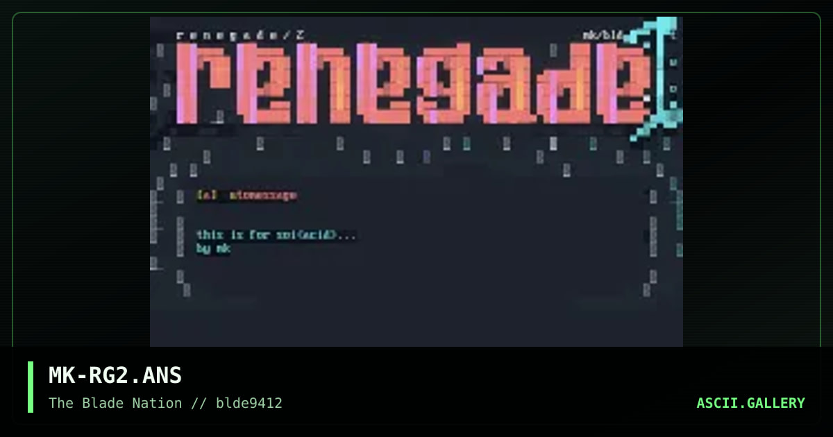 Renegade/2 Menu Set, by modeus khahn, 1994