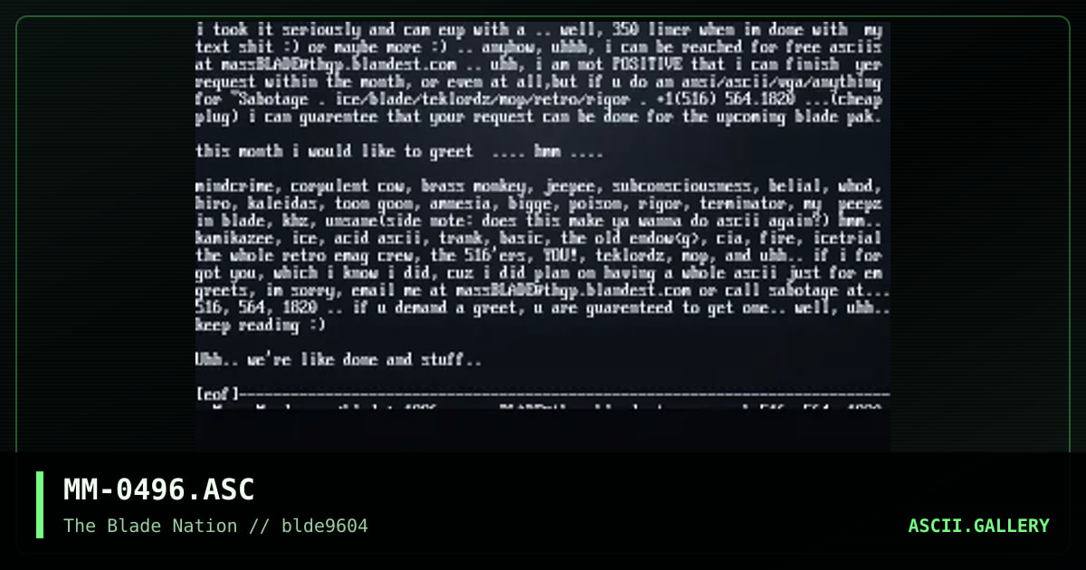 an ascii collection!?!#&, by mass murderer, 1996