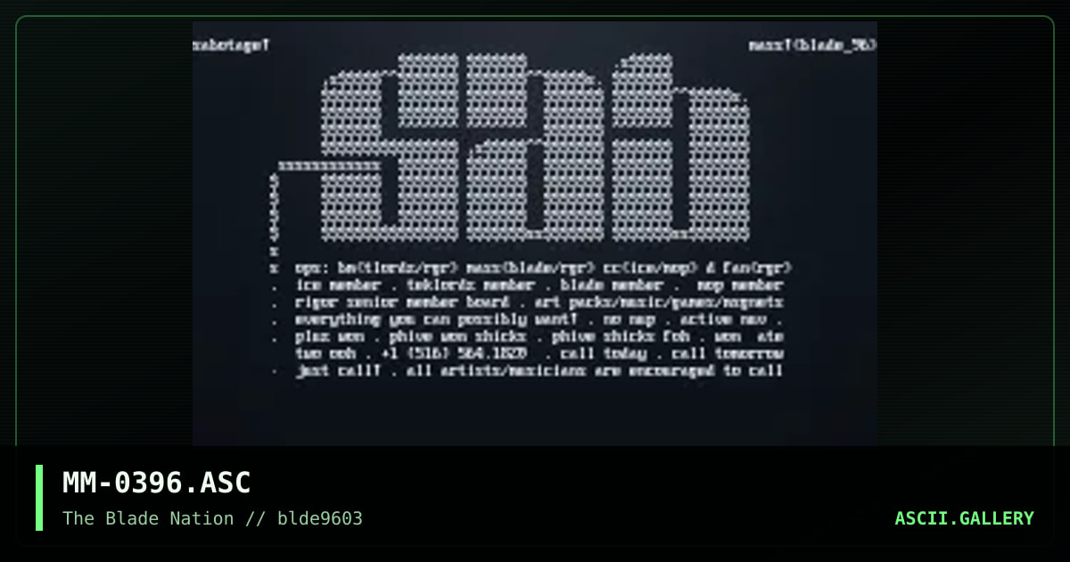 ascii logo collection, by mass murderer, 1996
