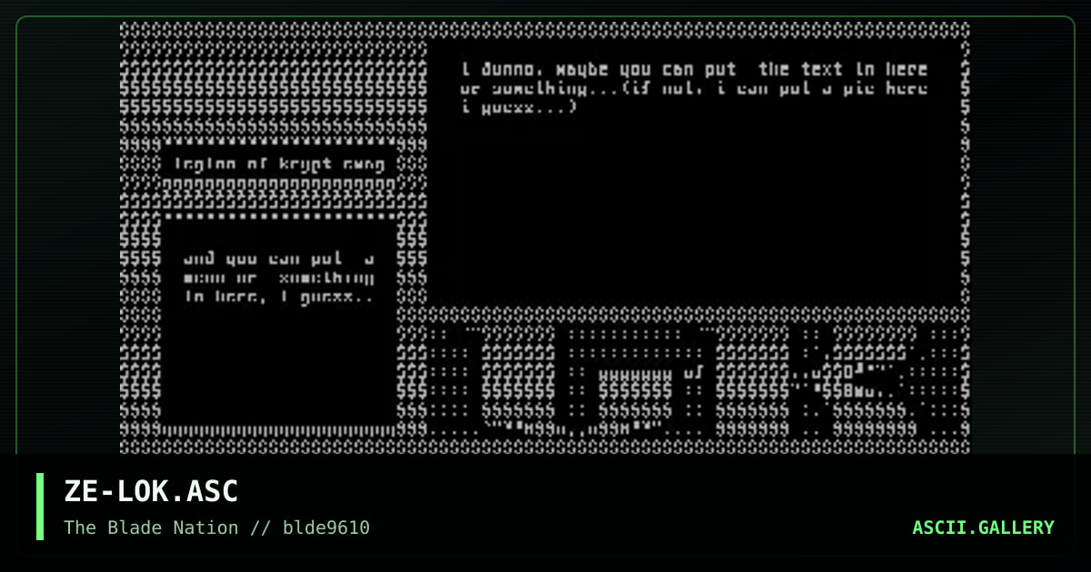 legend of krypt ascii, by zempf, 1996