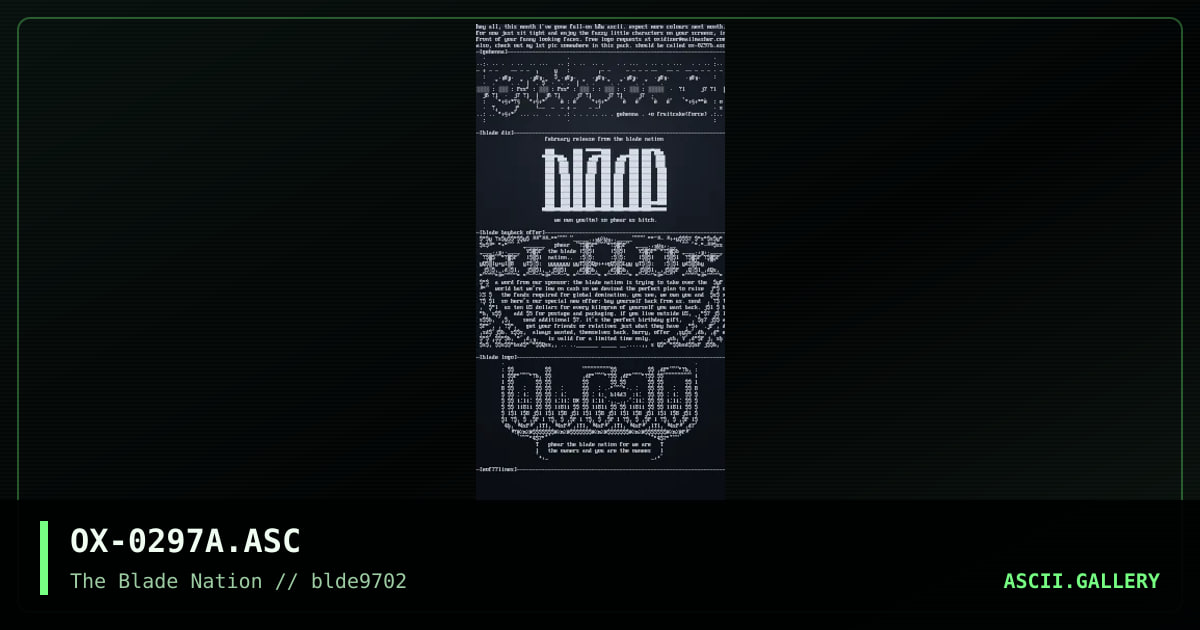 0297 ascii logos, by oxidizer, 1997