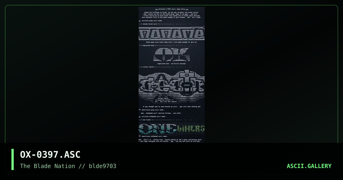 ascii logos, by oxidizer, 1997