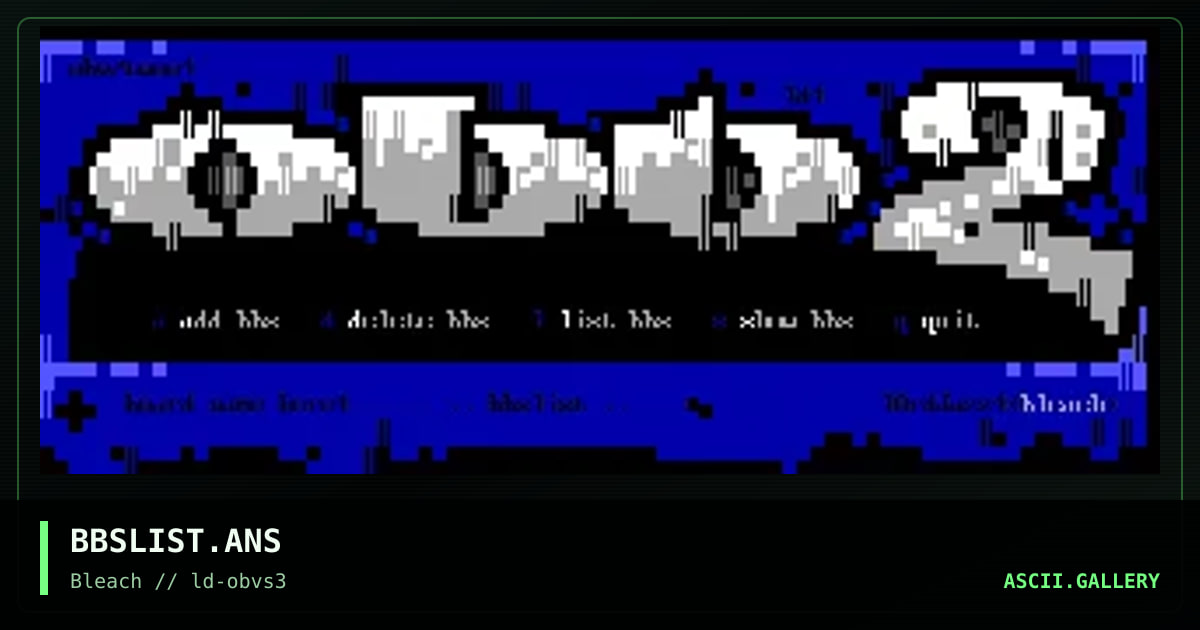 BBSLIST.ANS, by lord jazz, 1995