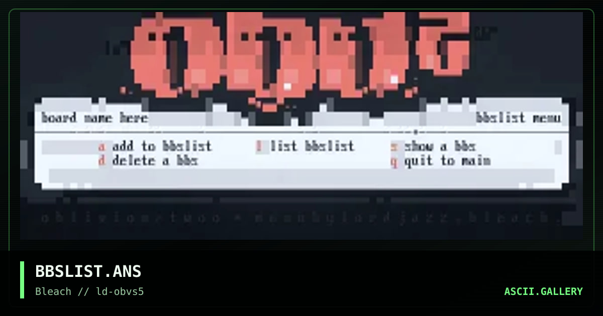 BBSLIST.ANS, by lord jazz, 1995