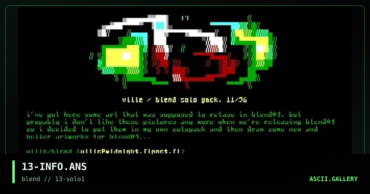Ville solopack info, by ville, 1996