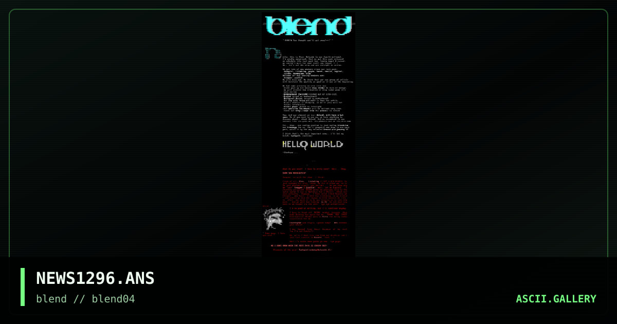 12/96 newsletter, by blend, 1996