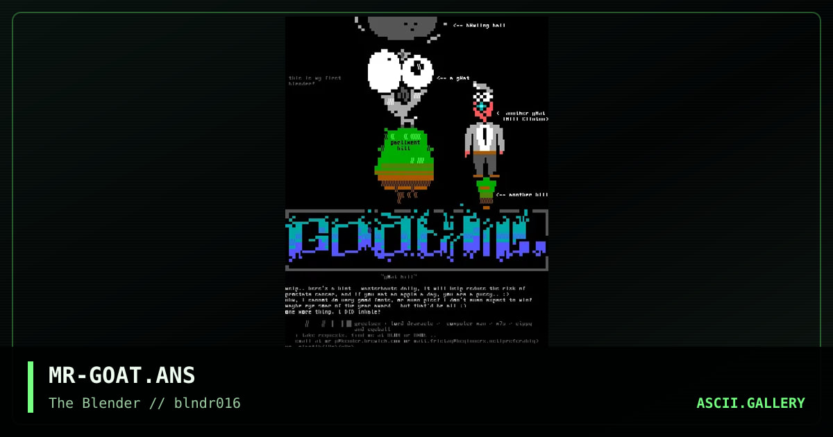 goat on a hill about to die, by minotaur, 1997