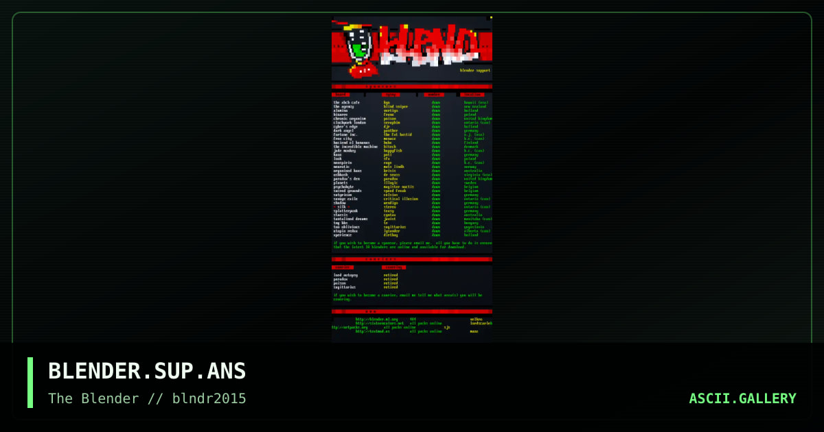 Blender support and distro sites, by untagged, 2015