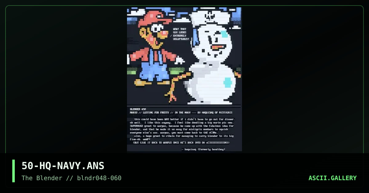 Mario/Lusting After/Frosty the Snow, by haquisaq, 2015