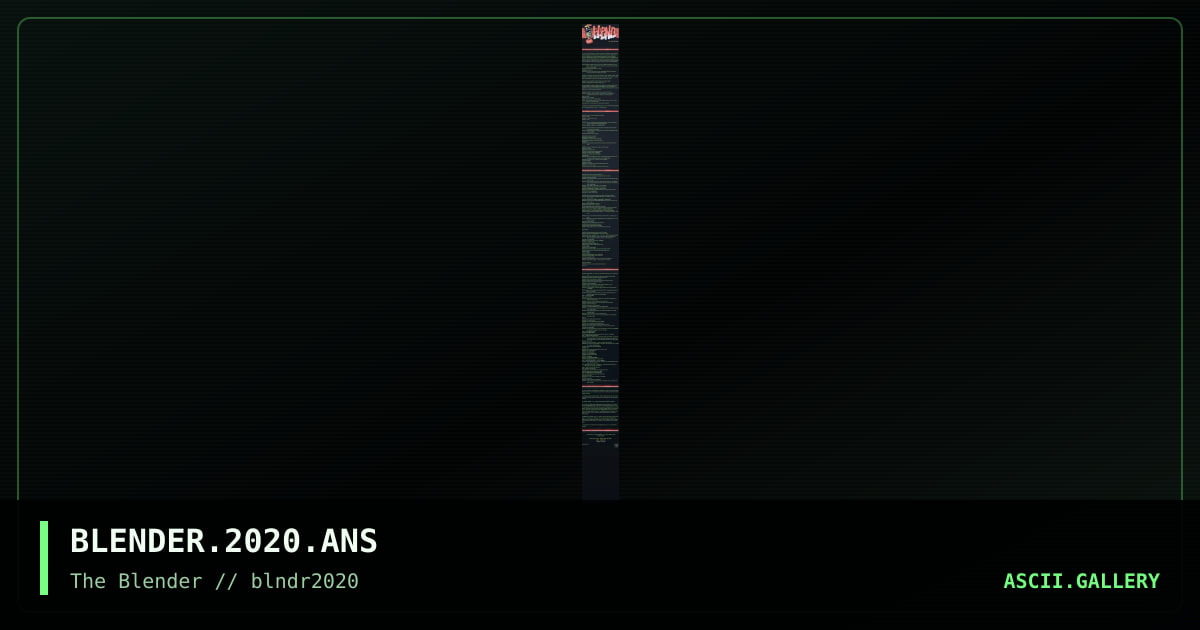 Blender 2020 infofile, by blender, 2020
