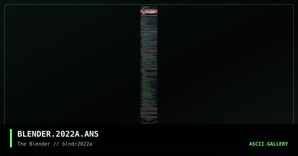 Blender 2022A infofile, by cthulu, 2022
