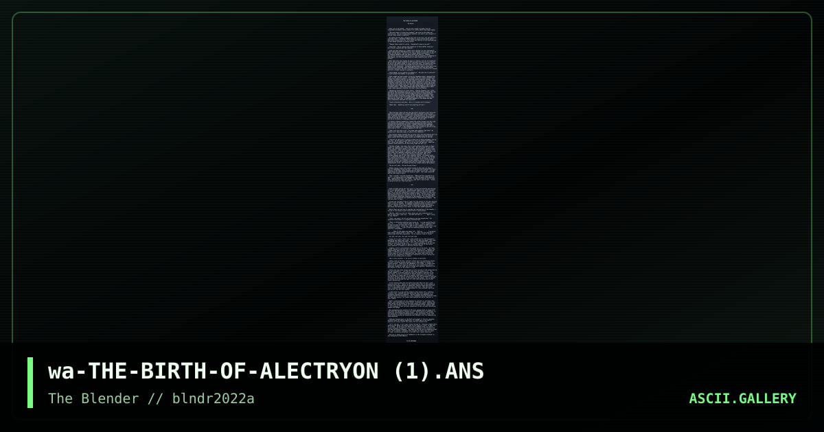 The Birth of Alectryon, by warpus, 2022
