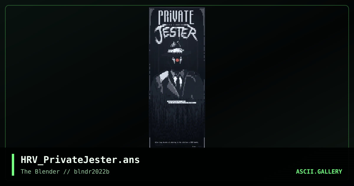 Private Jester, by harvest, 2022