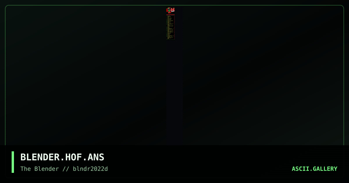 Blender Hall of Fame, by cthulu, 2022