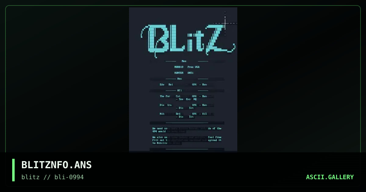 BLITZNFO.ANS, by untagged, 1994