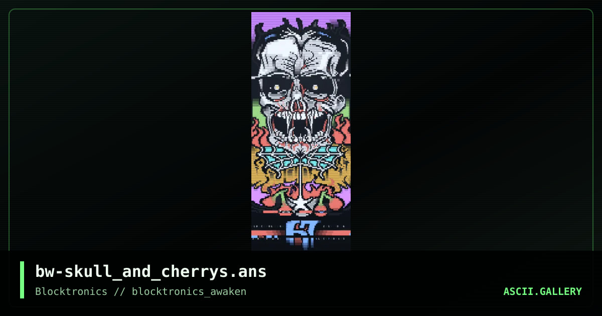 bw-skull_and_cherrys.ans, by binary walker, 2013