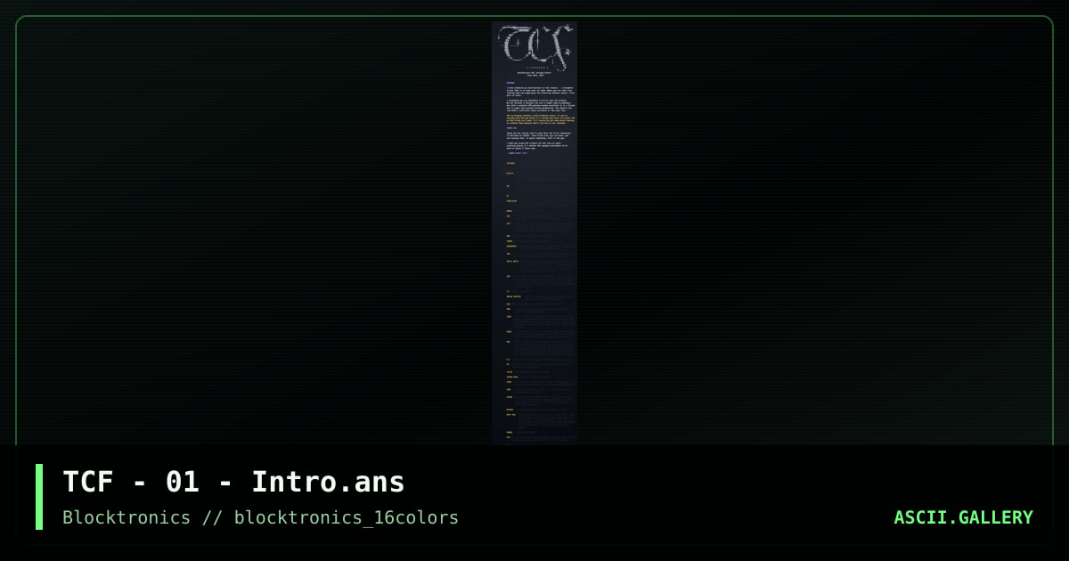 TCF - 01 - Intro.ans, by tcf, 2013