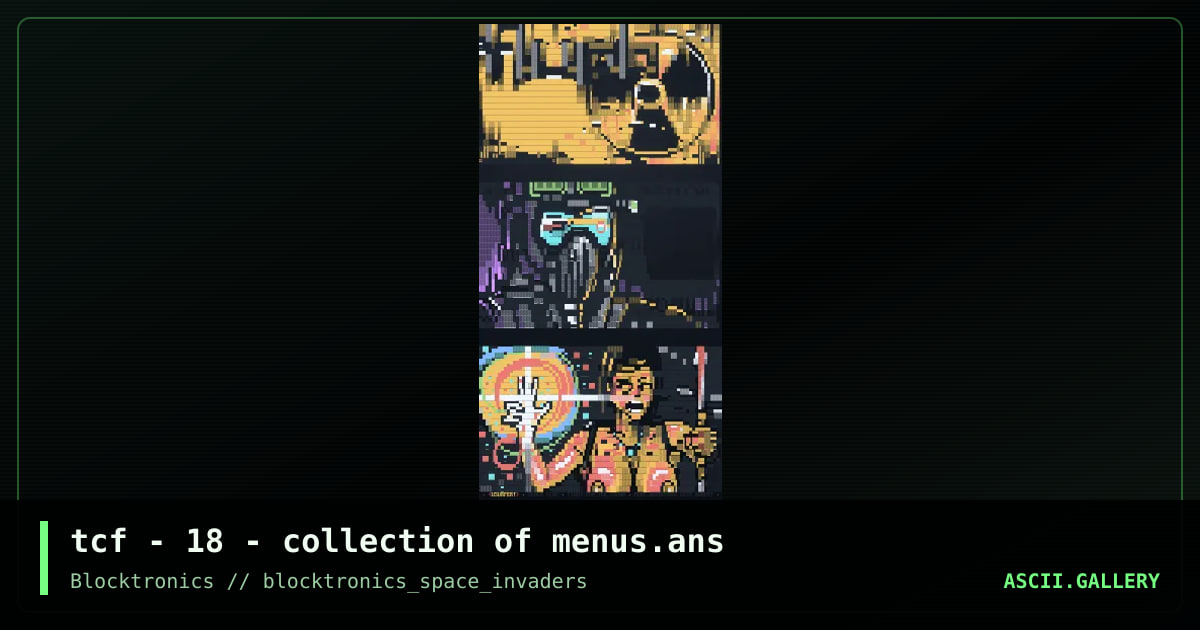 tcf - 18 - collection of menus.ans, by tcf, 2013
