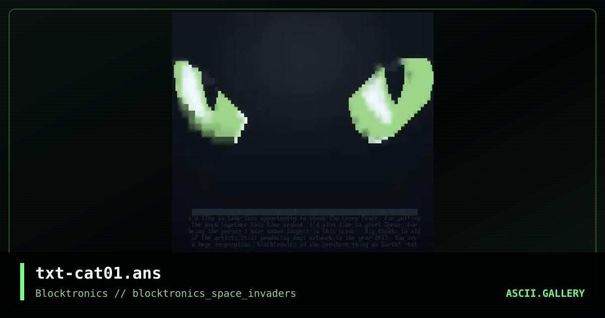 txt-cat01.ans, by the textmode exorcist, 2013