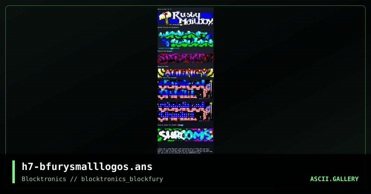 h7-bfurysmalllogos.ans, by h7, 2015