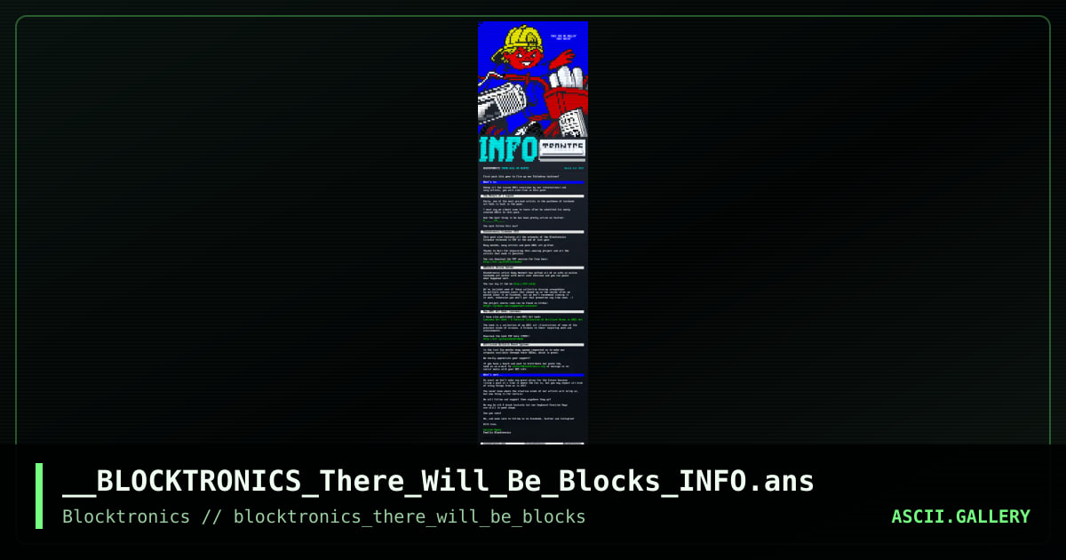 __BLOCKTRONICS_There_Will_Be_Blocks_INFO.ans, by enzo, 2017