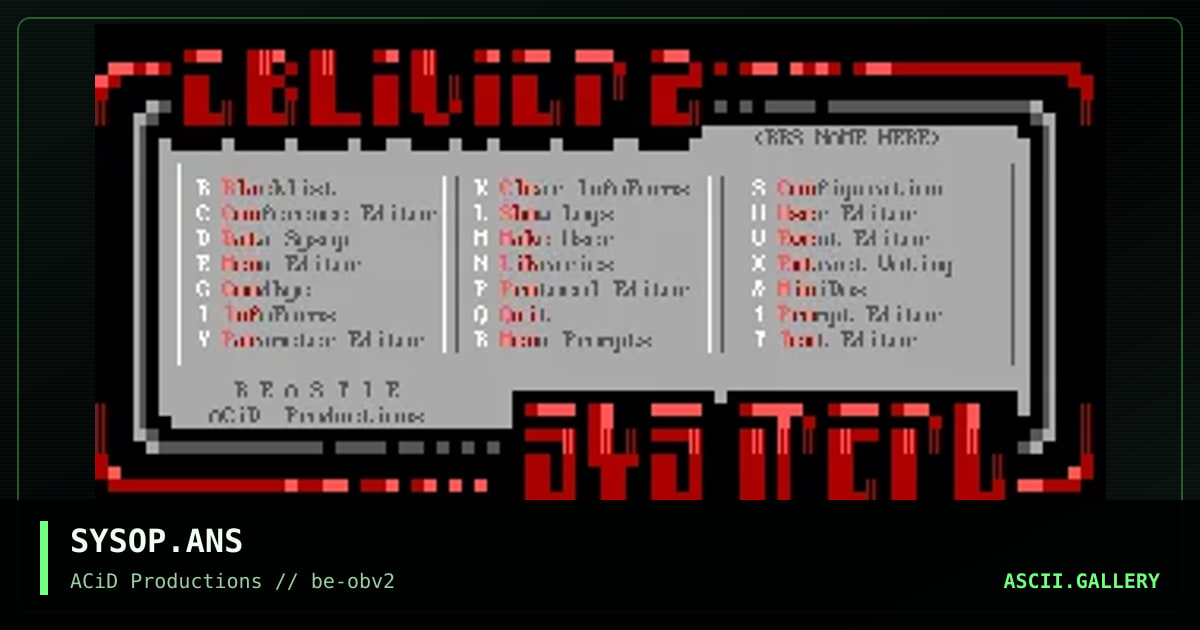 SYSOP.ANS, by beastie, 1994