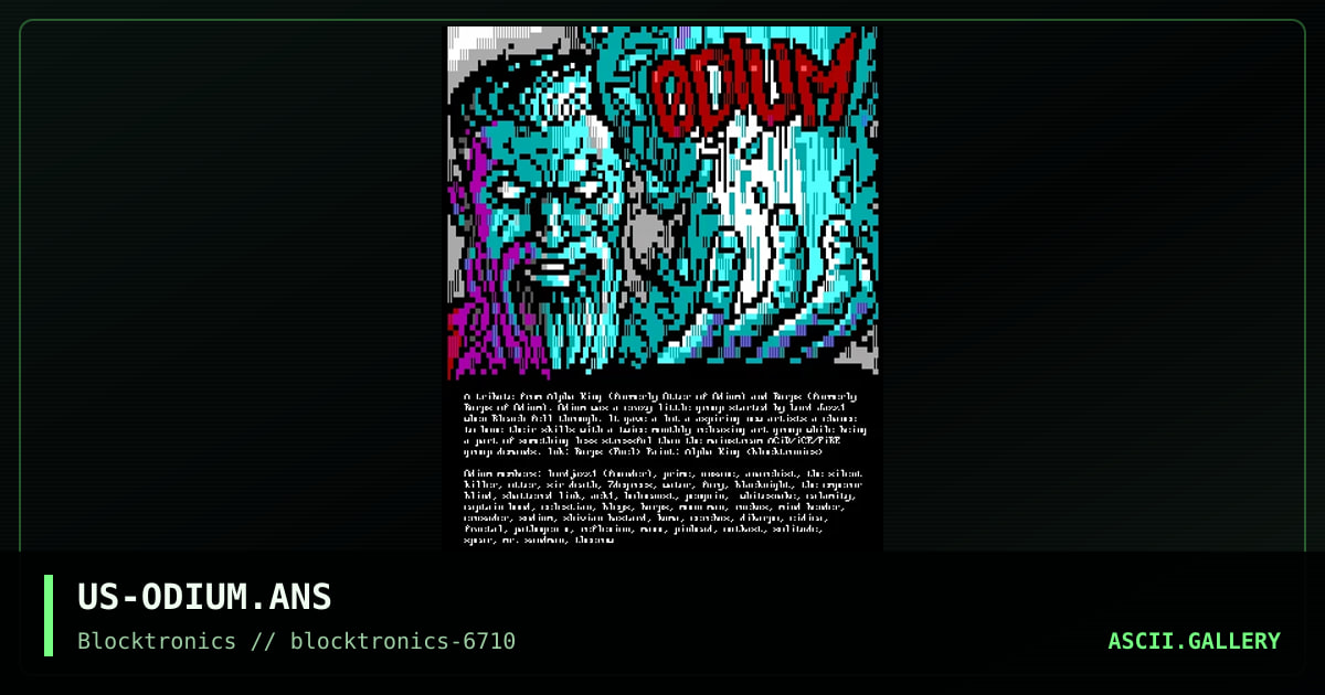 Odium Tribute, by burps, alpha king, 2018
