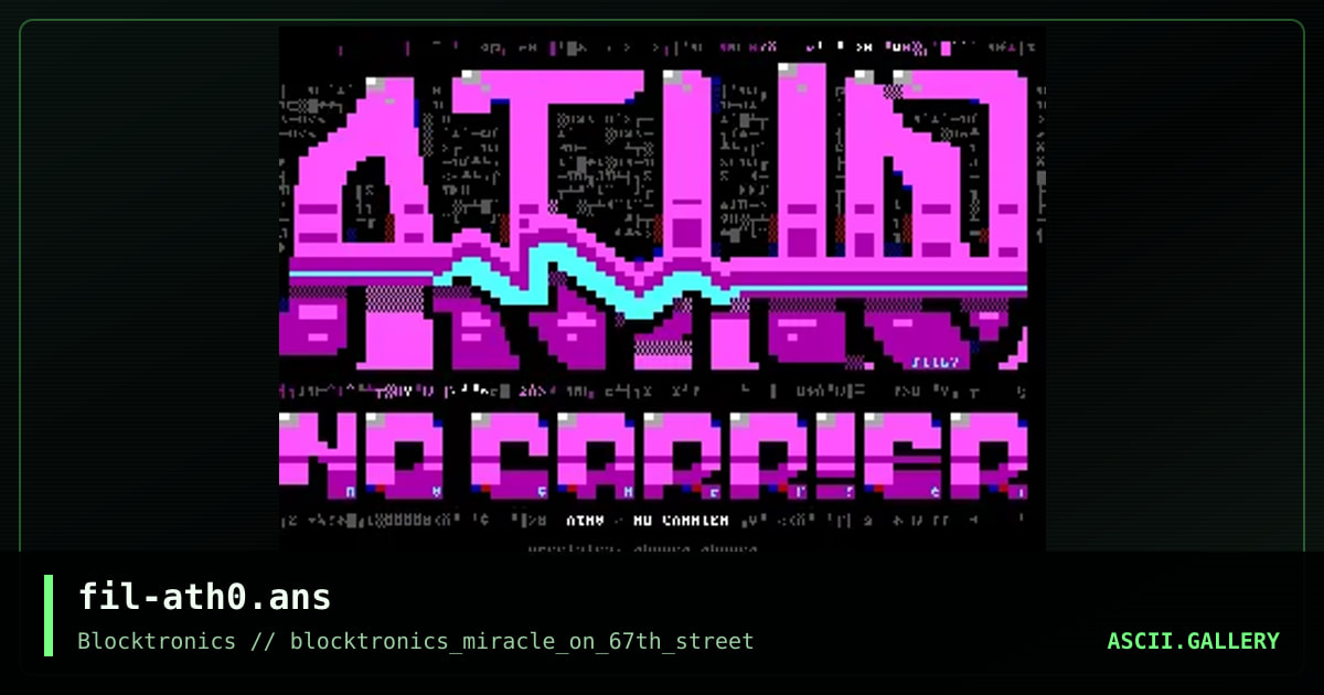 ATH0 / NO CARRIER, by filth, 2018