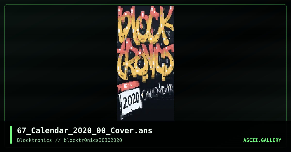 calendar 2020 cover, by nail, 2020